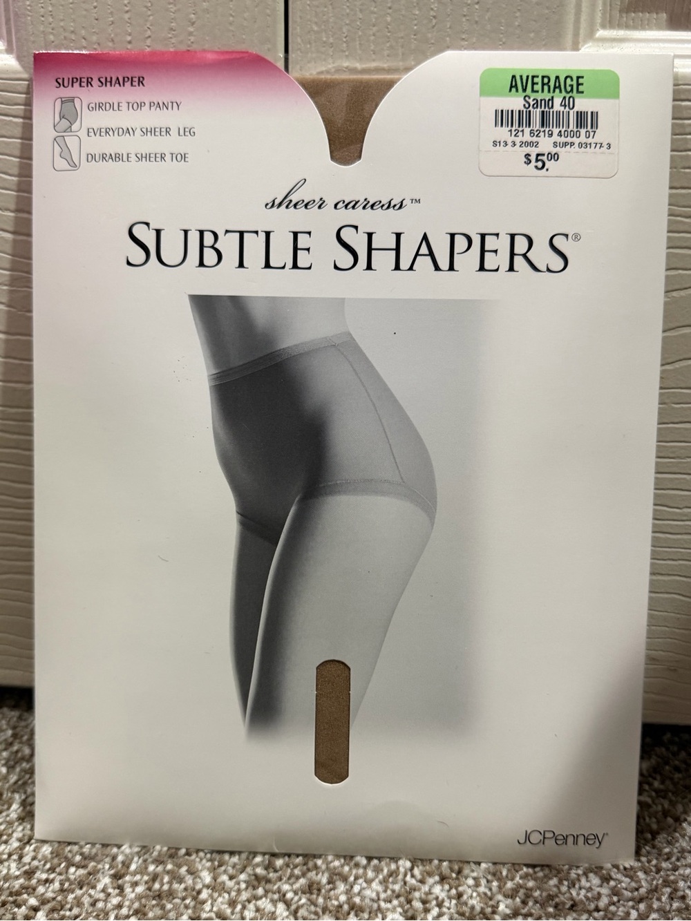 JCPenney Sheer Caress Subtle Shapers Total Support Pantyhose Sand 40 Average NWT